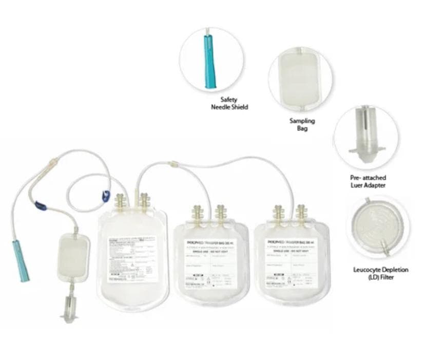 Blood Bag with Safety Device and Sampling Bag
